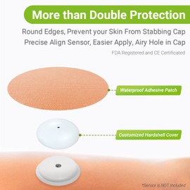25PCS Sensor Covers for Freestyle Libre 2 + 1 Hardshell Cover, No Glue on Sensor, 1-Hand Patching, Waterproof Adhesive Patch for Kids, Men, Women, CGM Overpatches, Libre 14 Day Sensor Patch