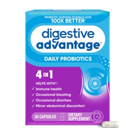 Daily Probiotic Capsule - Digestive Advantage 30 Capsules, Survives 100x Better, Lessens Bloating, Calcium, Promotes Digestive Health and Gut Flora, multi