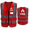 A-SAFETY Small High vis Red Reflective FIRE Safety Vests with
