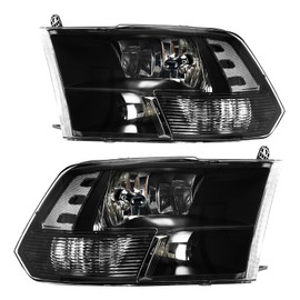 Torchbeam Headlights Assembly Replacement 2009-2018 Ram 1500, Pair Headlight Compatible with 2010-2018 Ram2500/3500 2019-2023 Ram1500 Classic Front Light Black Housing Clear Reflector