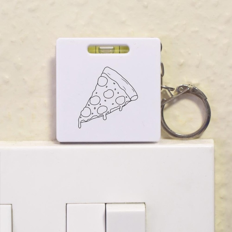 'Pepperoni Pizza Slice' Keyring Tape Measure/Spirit Level Tool (KM00042006)