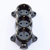 Socket fix, retro, 3-way, 16A-250V, surface-mounted, brass, thick, black, retro