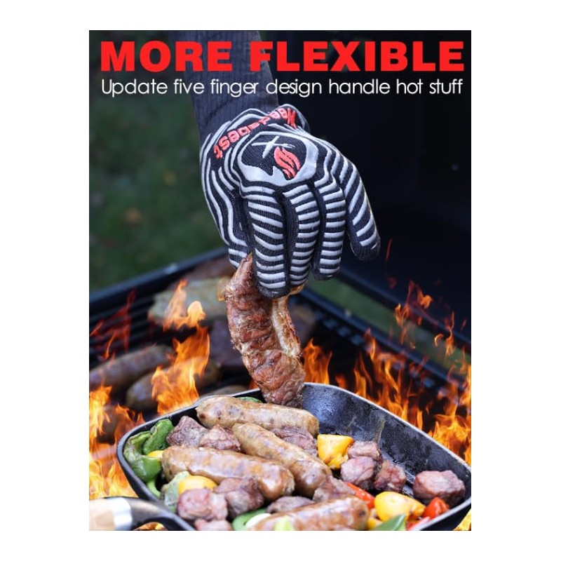 WEEDABEST Guantes de barbacoa caliente resistentes al calor, guantes de