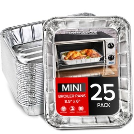 Stock Your Home 25 Pack- Mini Toaster-Oven Broiler Pans, Single Serve, For Personal Use & Dorm Rooms, 8.5" x 6", Great for Small Cakes or Individual Meals