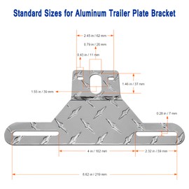 Aootf Trailer License Plate Bracket Holder- Truck/RVs/Boats Aluminum Car Tag Holder and Stainless Steel Chrome Frame, Universal License Plate Light Mounting Kit with Screw Cap