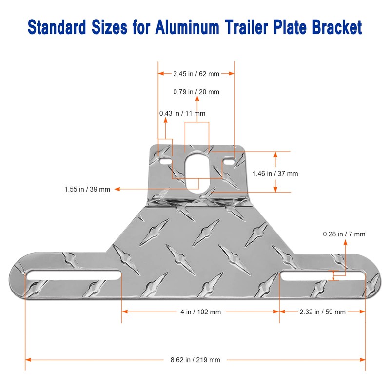 Aootf Trailer License Plate Bracket Holder- Truck/RVs/Boats Aluminum Car Tag