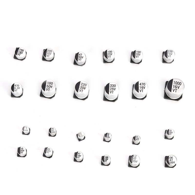 400Pcs SMD Electrolytic Capacitor 24 Values Aluminium 1uF‑1000uF Accessory Set
