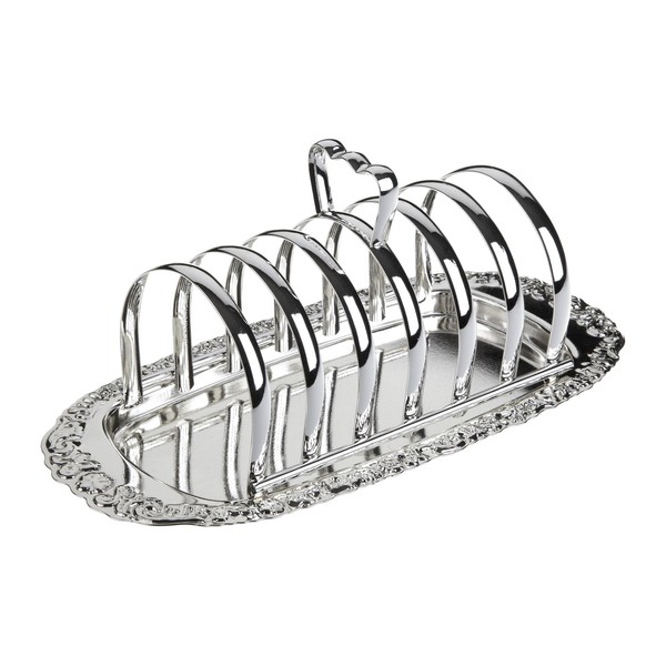 Toast Rack with Crumb Tray - Silver Plated