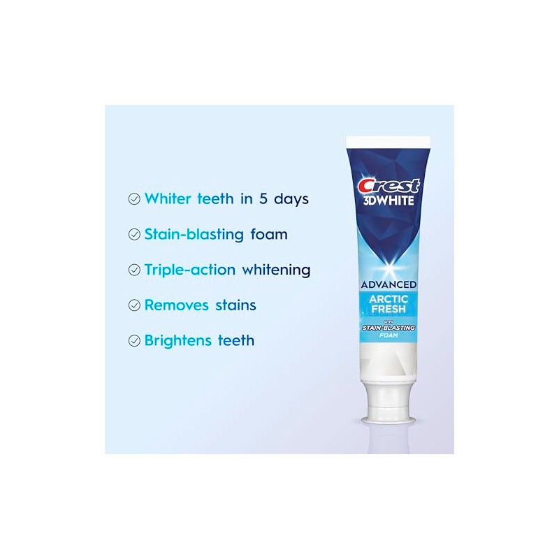 Crest 3D White Advanced Teeth Whitening Toothpaste, Arctic Fresh, 3.3