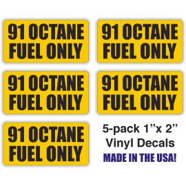 Unbranded/Generic 5pk - 91 OCTANE FUEL ONLY 1x2 Vinyl Decals \ Fuel Door Transfer Tank Gas Cap Car