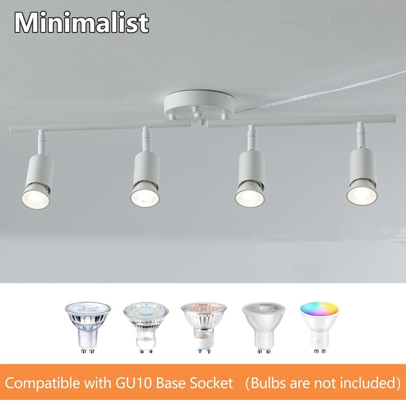 vivihobb 4 Light White Plug in Track Light White Plug