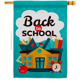 Angeleno Heritage Back to School Ready for House Flag Education First Day Bus Supplies Teacher Students Class Small Decorative Gift Yard Banner Made in USA 28 X 40