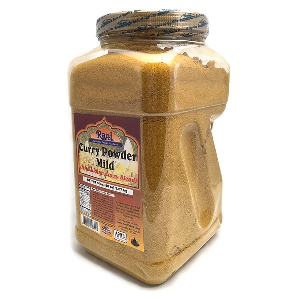Rani Curry Powder Mild Natural 10-Spice Blend 5lbs (80oz) Bulk, PET Jar ~ Salt Free | Vegan | No Colors | Gluten Free Ingredients | NON-GMO | NO Chili or Peppers