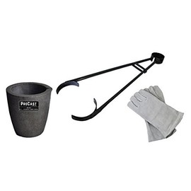 #3-4 Kg Clay Graphite Foundry Crucible Kit w/ 26" Foundry Crucible Tongs and 13" Heat-Resistant Cowhide Melting Furnace Gloves Gold Silver Metal Refining Casting Tool