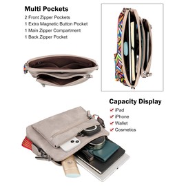 MASINTOR Women'S Crossbody Handbags，Soft Leather Purses For Women Crossbody Bag，Triple Zip Sling Crossover Shoulder Bag