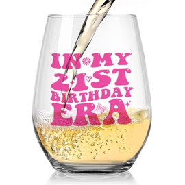 Socive 21st Birthday Wine Glass, Funny 21st Birthday Gifts for Her,21 Years Old Gift Idea Wine Glass Birthday Party Decorations, In My 21 Era