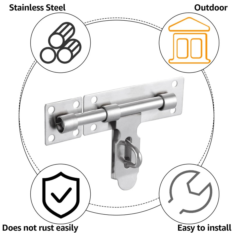 ASelected 2 Pcs Gate Bolt Lock 6 in(152Mm) Heavy Duty