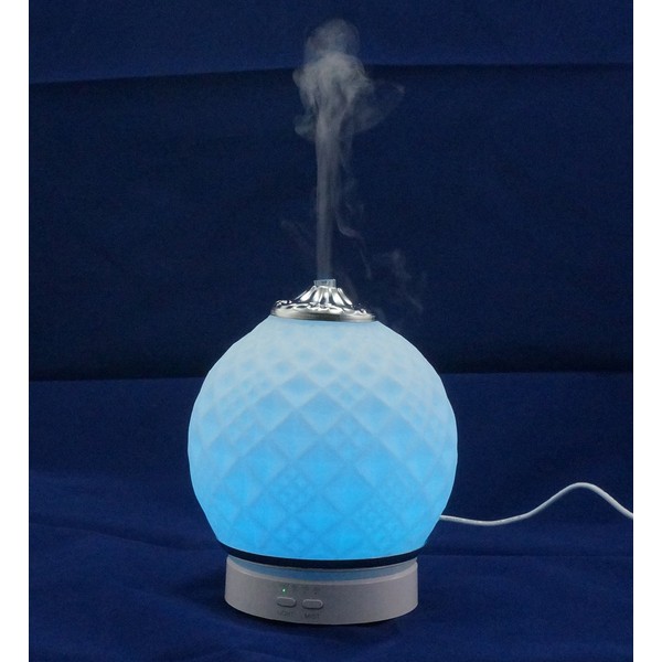 Aroma Diffuser Ultrasonic Essential Oil Aromatherapy Diffusers Multi Color Ceramic Humidifier Adjustable Mist Mode Waterless Auto Shut-off for Office Home Baby Study Yoga Spa White (Silver)