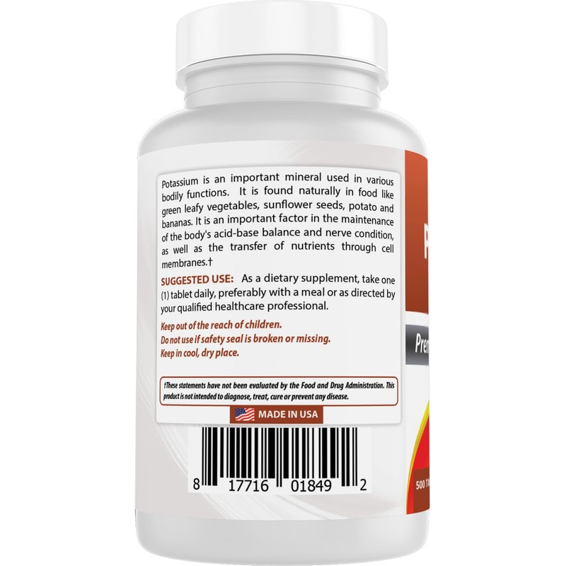 Best Naturals Potassium Citrate 99mg 500 Tablets - 3rd Party