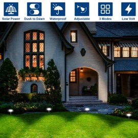 BQLQLUX Solar Landscape Spotlights, 32 LEDs, 6500K, 1000lm, 3 Modes, IP65 Waterproof (4-Pack)