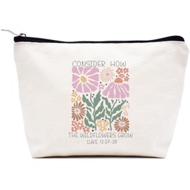 Affirmation Positive Birthday Christmas Gift-Encouragement Makeup Bag Cosmetic Bag Travel Pouch-Inspirational Christian Scripture Religious Bible Verse Reminder Gift for Women Girl,Wildflowers Grow