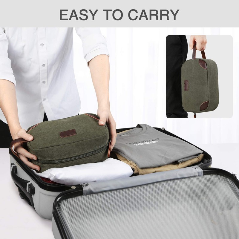 Men's Travel Toiletry Organizer Bag Canvas Shaving Dopp Kit TSA