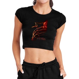 Popfunk A Nightmare On Elm Street 2010 Coming for You Poster Women's Cap Sleeve Baby Rib Crop Top, Black, Small