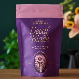 August Essentials Decaf Black Tea – Handcrafted Organic Black Tea for Daily Enjoyment – Bold Evening Drink with Full-Bodied Flavor & Nutty Pecan Notes in a Convenient Resealable Pouch (1.8oz)