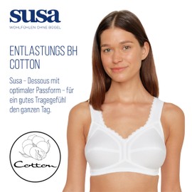 SUSA Women's Damen Entlastungs-BH Ohne Bügel Topsy Wireless Bra, White (Weiß 003), 36D