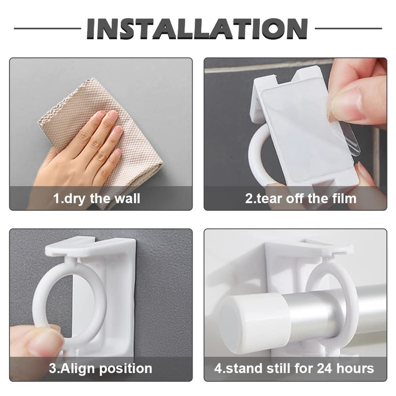 LELE LIFE 8pcs 360 Rotating Ring Curtain Rod Brackets, No
