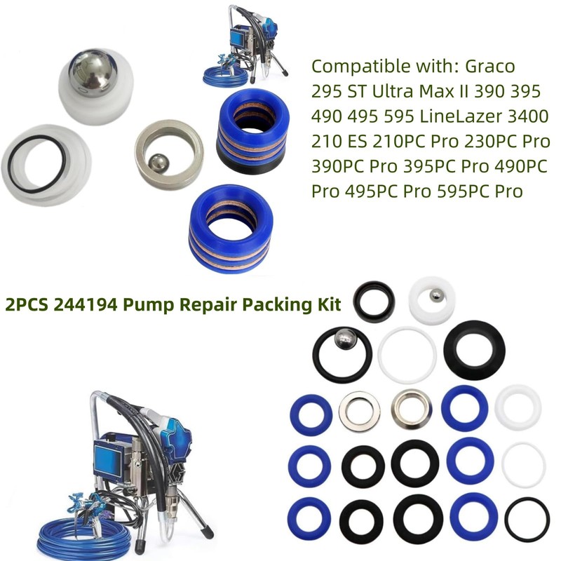 FHUIPENG 2PCS 244194 Pump Repair Packing Kit Compatible for Airless