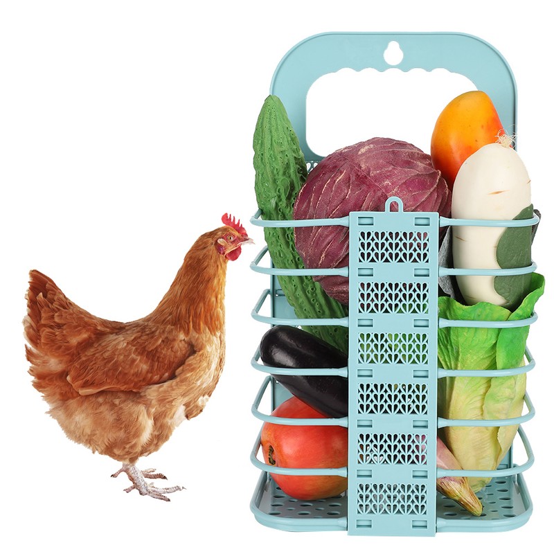 Foldable Chicken Vegetable Basket Cock Hen Fruit Hanging Feeder Feeding