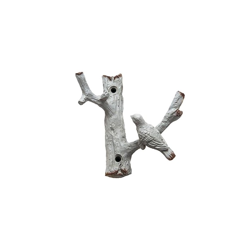 Fyne-Finds Grey Cast Iron Wall Bird on Branch 2 Hook