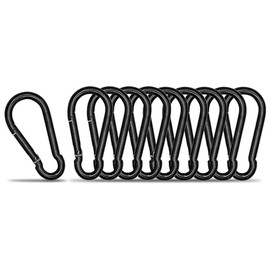Pequeño Gancho de mosquetón de 1.5 Pulgadas, 10 Unidades, Cadena de Gancho de Resorte Resistente Negro, mosquetones para Acampar al Aire última intervensión, Juego de Columpio, Hamaca, Senderismo