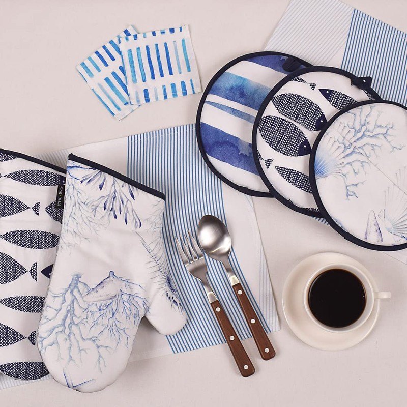 Style Decor W3300100 Mittens, Water Flow, Blue, Marine, Scandinavia, Stylish,