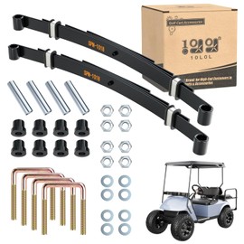 10L0L Heavy Duty 4 Leaf Rear Spring Kit for EZGO TXT Electric 1994-up & Gas 1995-2013 Golf Cart, Includes Bushings, Sleeves, U Bolts, OEM: 70506-G01 74135-G01 74207-G01 74207-G02 74207-G03