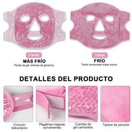 Antifaz de Gel para Ojos,Máscaras de Hielo para Ojos y Cara, Reutilizables, Alivian la Hinchazón Ocular, Ojeras, Migrañas, Alivio del Estrés, Cuidado de La Piel, Compresas Frías y Calientes (Rosa)
