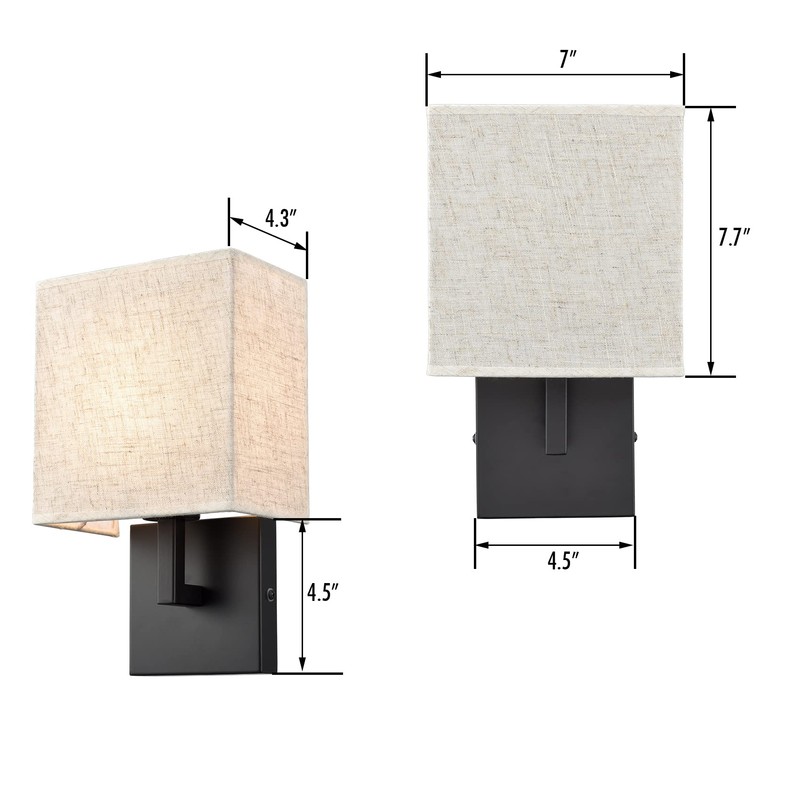 YUBOLE Industrial Wall Sconces Black Bedroom Wall Lamp with Khaki