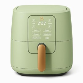 Beautiful 3 Qt Digital Air Fryer with TurboCrisp Technology, 4 Cooking Modes, Sage Green