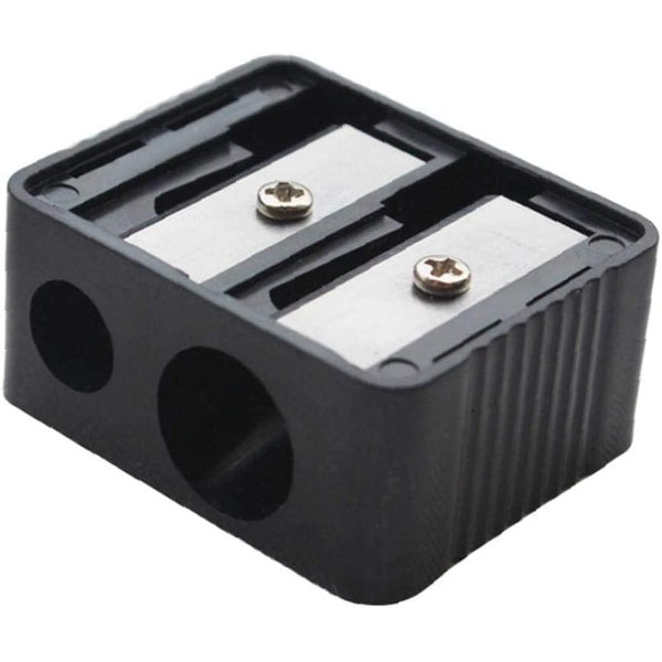 Black Professional Cosmetic Sharpener Double Holes for Eyebrow Lip Liner