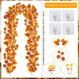 Guirnalda de Otoño Artificial de Eucalipto, 2 Unidades de 180 cm, Halloween