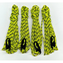 Guy Ropes 3mm 4m Guy Lines Tent Camping Cords Heavy Duty Pack of 4 (Bright Green Whit Black Fleck)