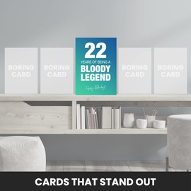 Funny 22nd Birthday Cards for Men & Women - Bloody Legend - Joke Happy Birthday Card for Men, Women, Dad, Brother - 7x5 Greetings Card, Bloody Legend, 22