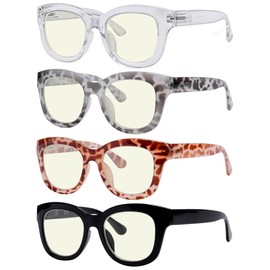 Eyekepper 4 Pack Reading Glasses Oversized Blue Light Filter Glasses Women Readers +1.00