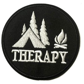 Mountain Therapy 3.5" Embroidered Premium Patch DIY Iron/Sew-on Decorative Vacation Souvenir Applique Moon Stars Bear Wolf Wander Explore Nature Hike Trail River Paw National Park Cap Jacket Gear