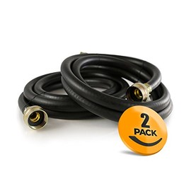 K&J Premium 6ft Washing Machine Hoses Burst Proof - Hot and Cold Water Supply Hoses for Washing Machines (Rubber)