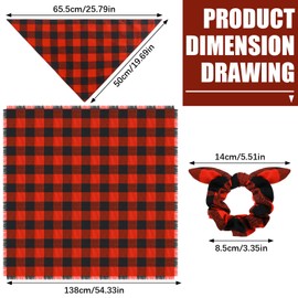 3 Pcs Set Christmas Dog Bandanas and Matching Scarf Scrunchie Set Plaid Dog Bandanas Bibs Pet Owner Plaid Blanket Scarves Wraps Girl Hair Bow for Pet Mom Small Medium Large Dogs Birthday Gifts (Red)