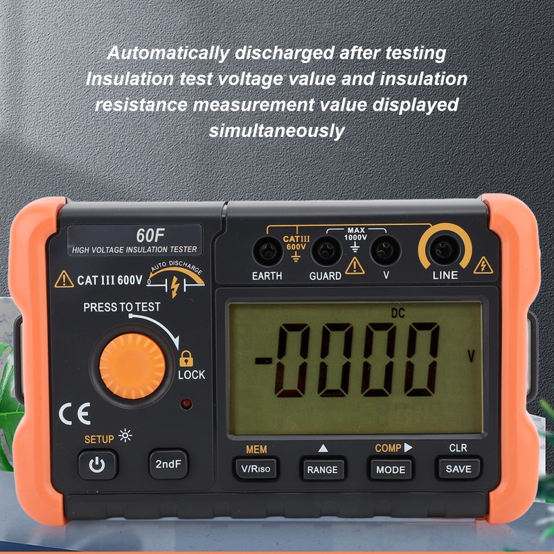 Insulation Tester Megohmmeter 50V~2500V Resistance Meter 1.3mA with Overload Protection