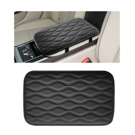 Wevdn Car Center Console Cushion Pad, 12.48×7.40 Inches Waterproof Car Armrest Seat Box Cover, Comfortable PU Leather Vehicle Armrest Cover Protector, Car Decor Interior Accessories (Black)