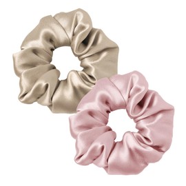 LILYSILK 2-Piece Set, 100% Silk Hair Elastic Scrunchie, Volume, For Adult Women, Natural Silk, 6A Class, 19 Momme, Hair Accessories, Hair Ornament, Anti-Static, Gentle on Your Hair, Present,